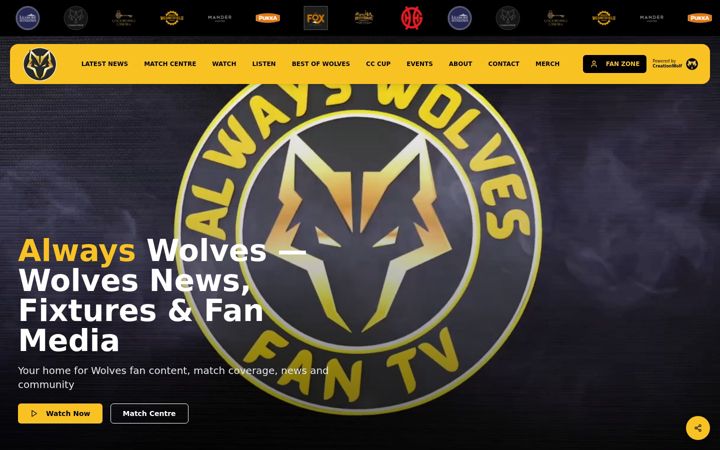 Screenshot of alwayswolves.co.uk