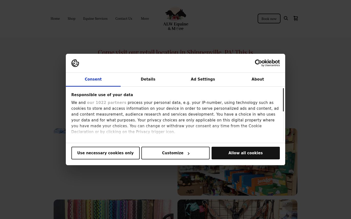 Screenshot van de toestemmingsbanner zoals getoond vóór enige interactie