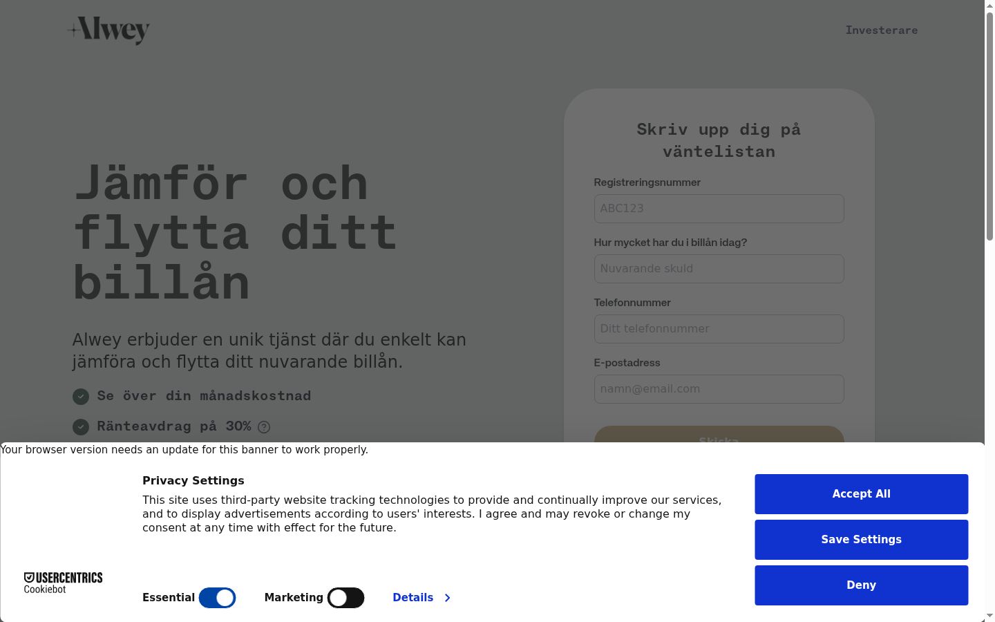 Screenshot tal-banner tal-kunsens muri qabel kwalunkwe interazzjoni