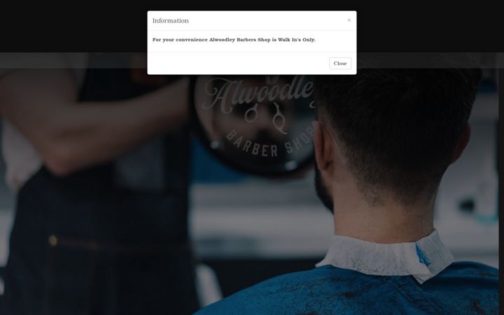 Screenshot of alwoodleybarbers.co.uk
