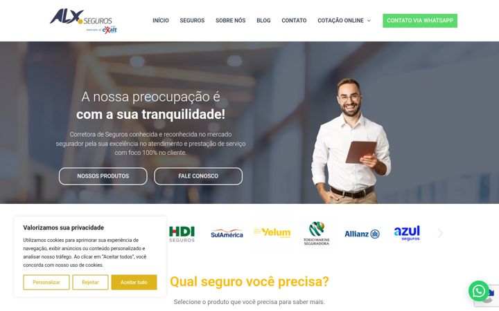 Screenshot of alxseguros.com.br
