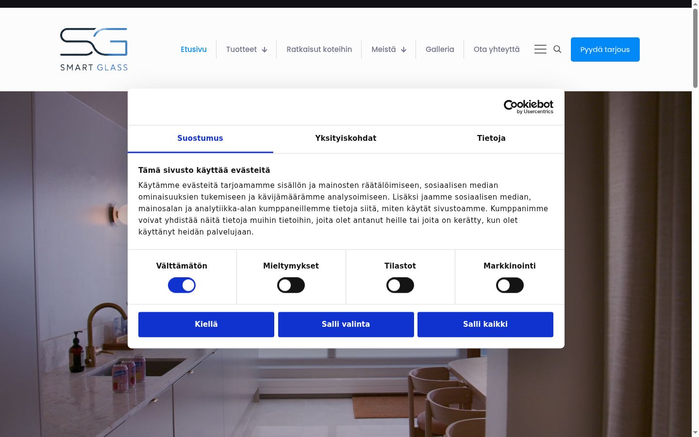 Screenshot des Einwilligungsbanners vor jeglicher Interaktion
