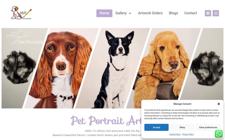 Screenshot of alyppetportraits.co.uk