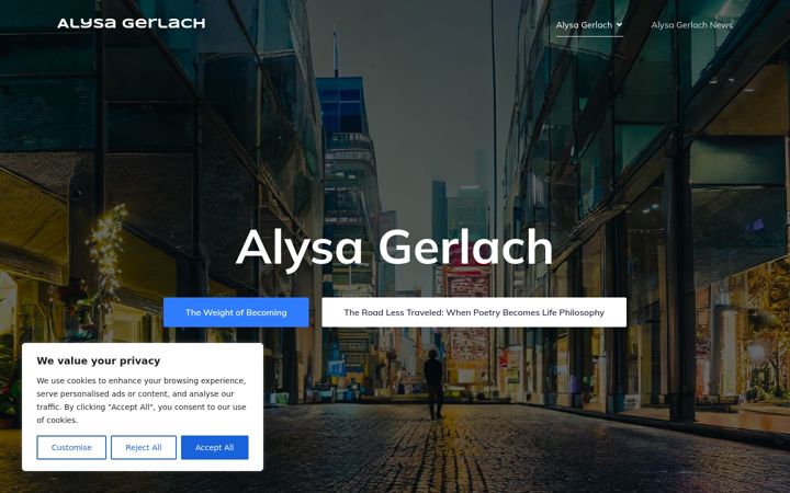Screenshot of alysagerlach.com