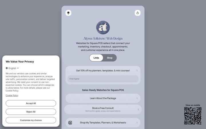 Screenshot of alyssatollefson.com