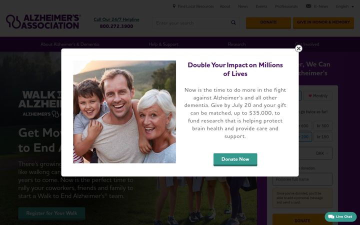 Screenshot van alz.org