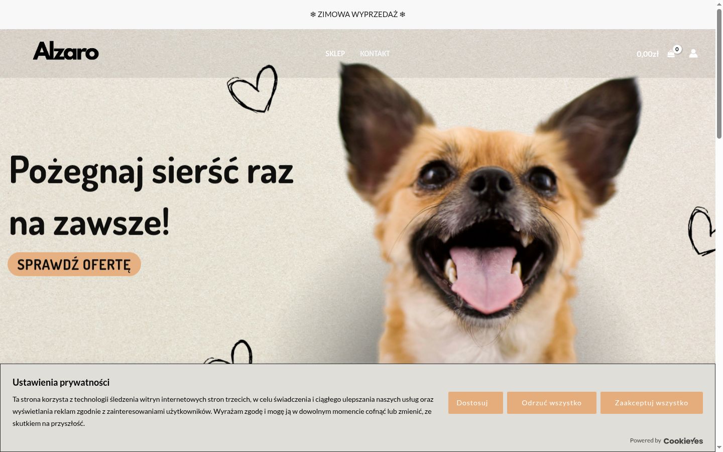 Screenshot van de toestemmingsbanner zoals getoond vóór enige interactie