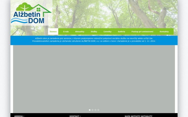 Screenshot of alzbetindom.sk