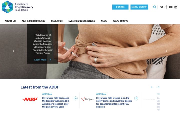Screenshot of alzdiscovery.org