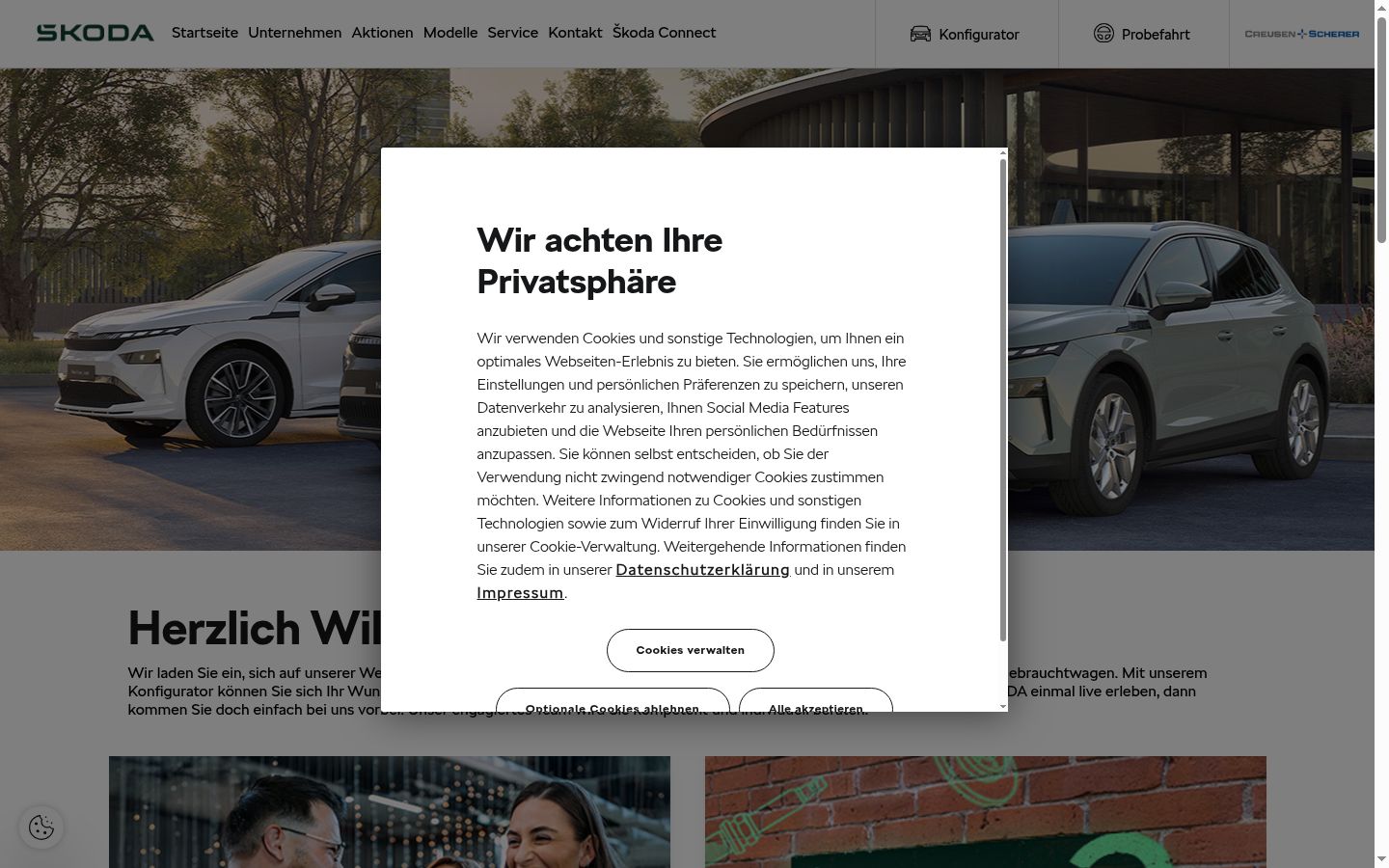 Sutikimo reklamjuostės, rodytos prieš bet kokią sąveiką, ekrano kopija