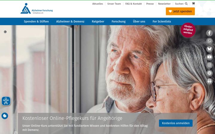 Screenshot of alzheimer-forschung.de
