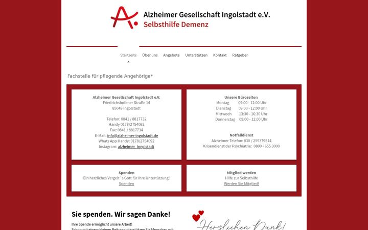 Screenshot of alzheimer-gesellschaft-ingolstadt.de