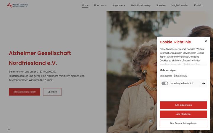 Screenshot of alzheimer-nordfriesland.de