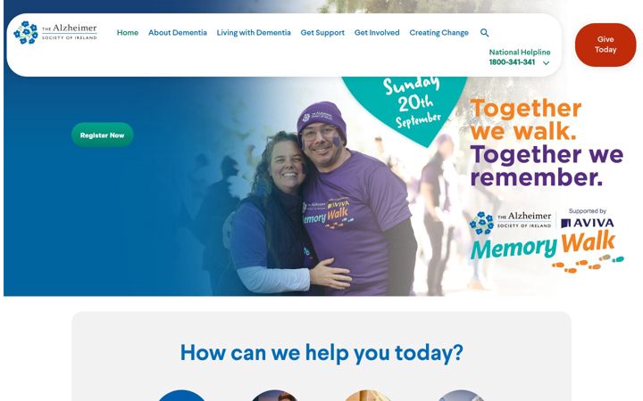 Screenshot of alzheimer.ie