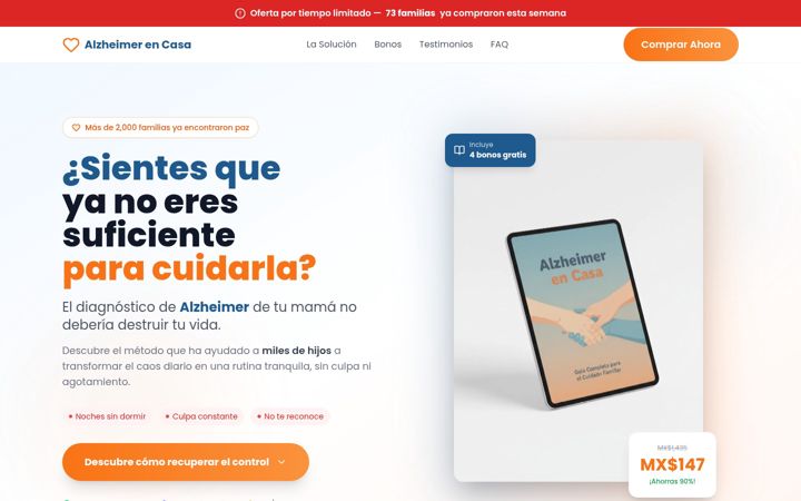 Screenshot of alzheimerencasa.com
