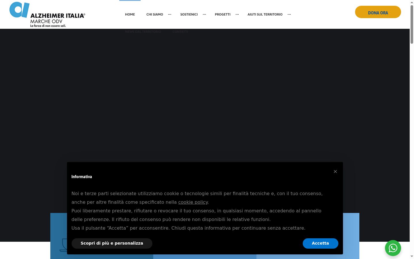 Captura de ecrã do banner de consentimento apresentado antes de qualquer interação