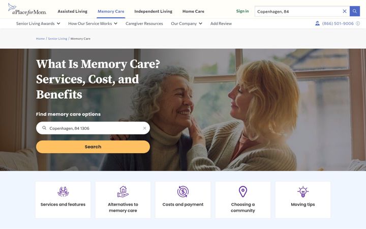 Screenshot of alzheimers.net
