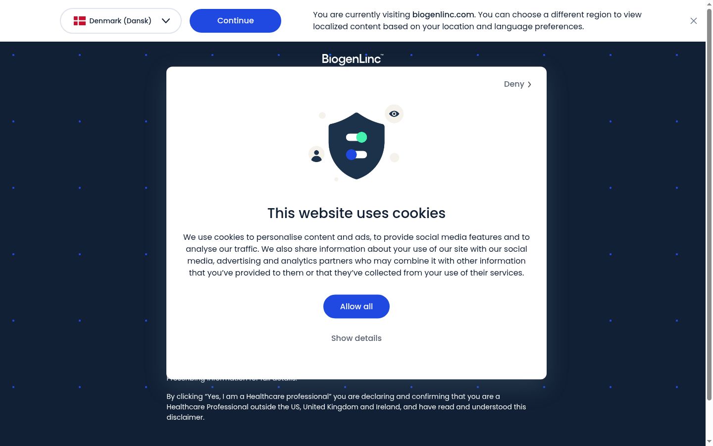 Screenshot of the consent banner shown before any interaction