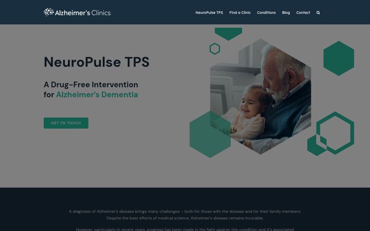Screenshot of alzheimersclinics.co.uk