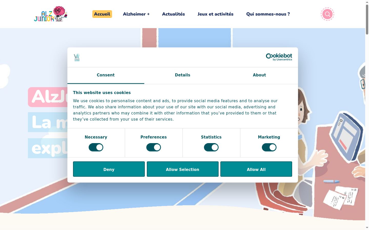 Screenshot des Einwilligungsbanners vor jeglicher Interaktion