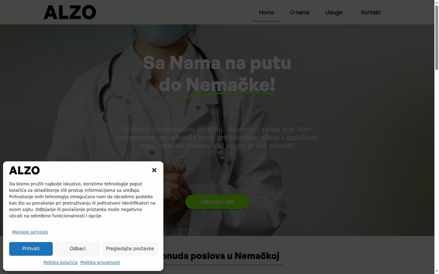 Screenshot of the consent banner shown before any interaction