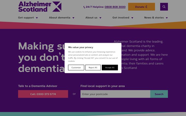 Screenshot of alzscot.org