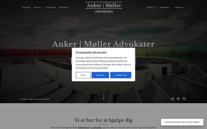 Kuvakaappaus sivustosta am-advokater.dk