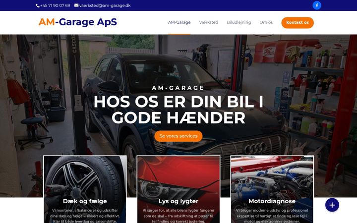 Screenshot stránky am-garage.dk