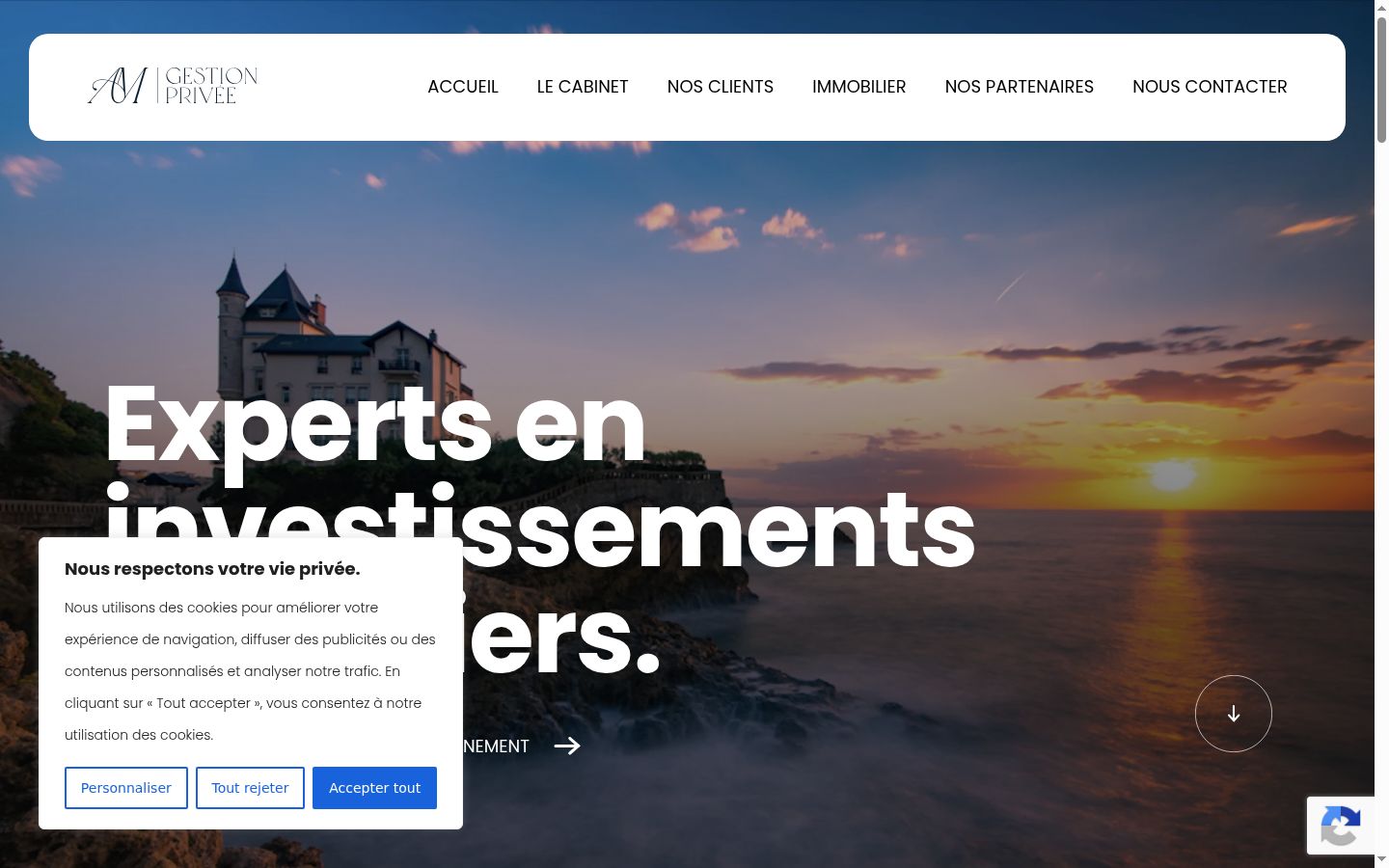 Capture d'écran de la bannière de consentement affichée avant toute interaction