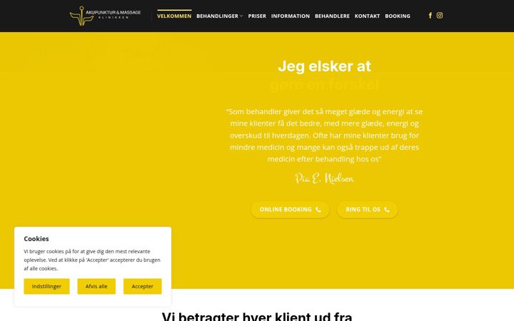 Kuvakaappaus sivustosta am-klinikken.dk