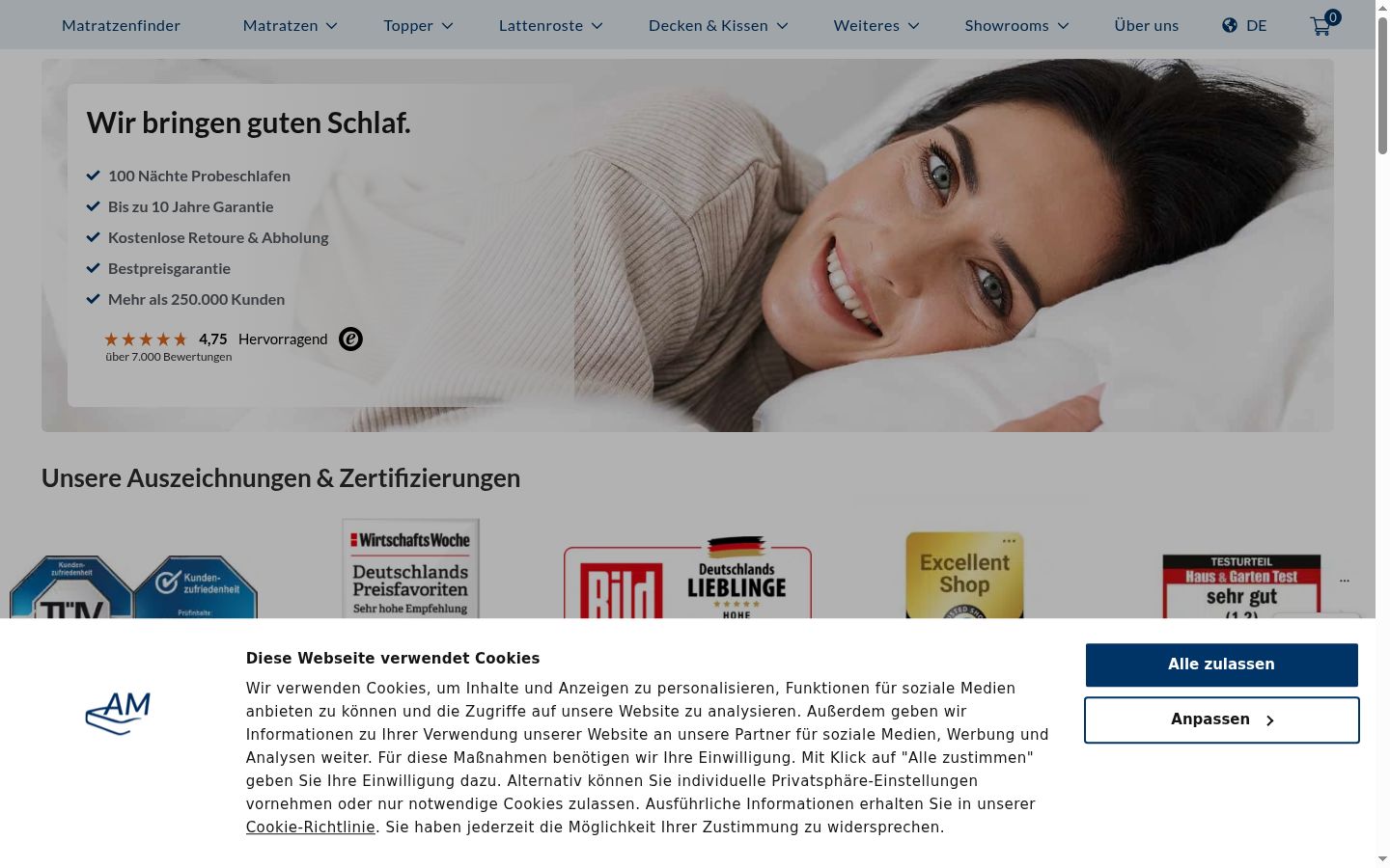 Ekrānuzņēmums ar piekrišanas baneri, kas tika rādīts pirms jebkādas mijiedarbības