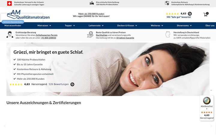 Screenshot of am-qualitaetsmatratzen.ch