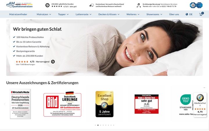 Screenshot of am-qualitaetsmatratzen.de