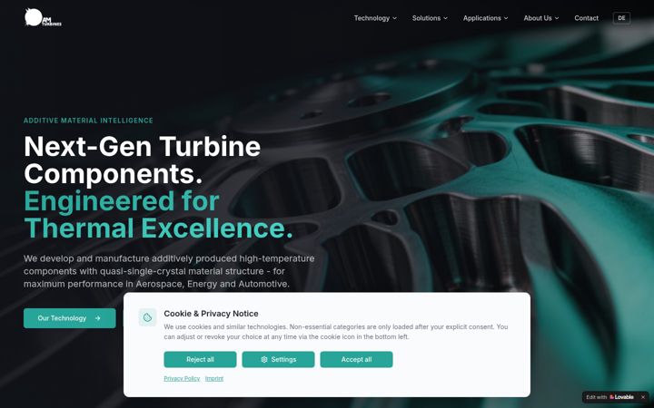 Screenshot of am-turbines.com