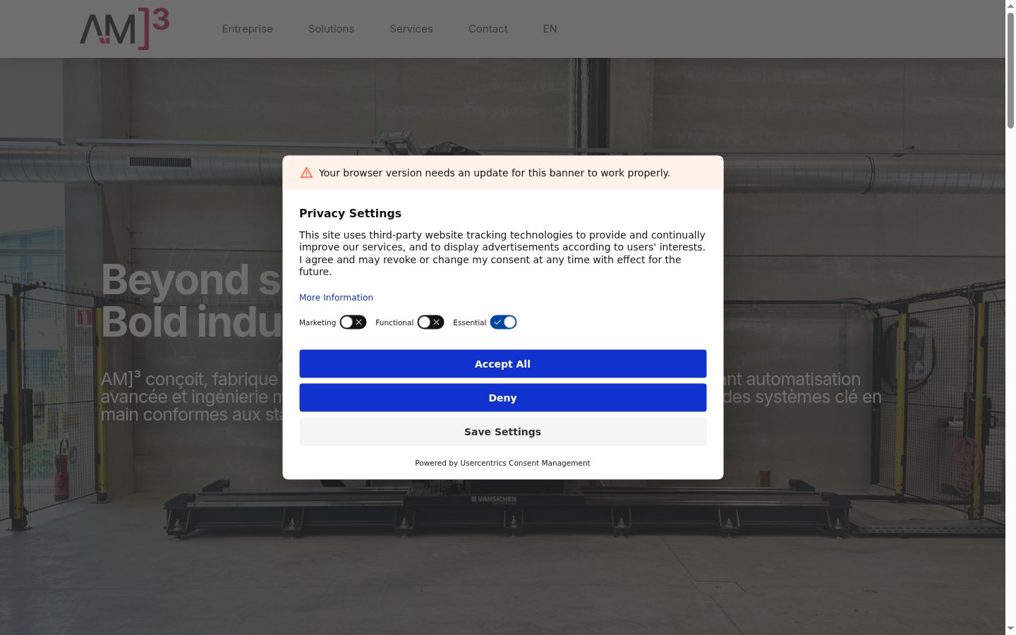Screenshot of the consent banner shown before any interaction