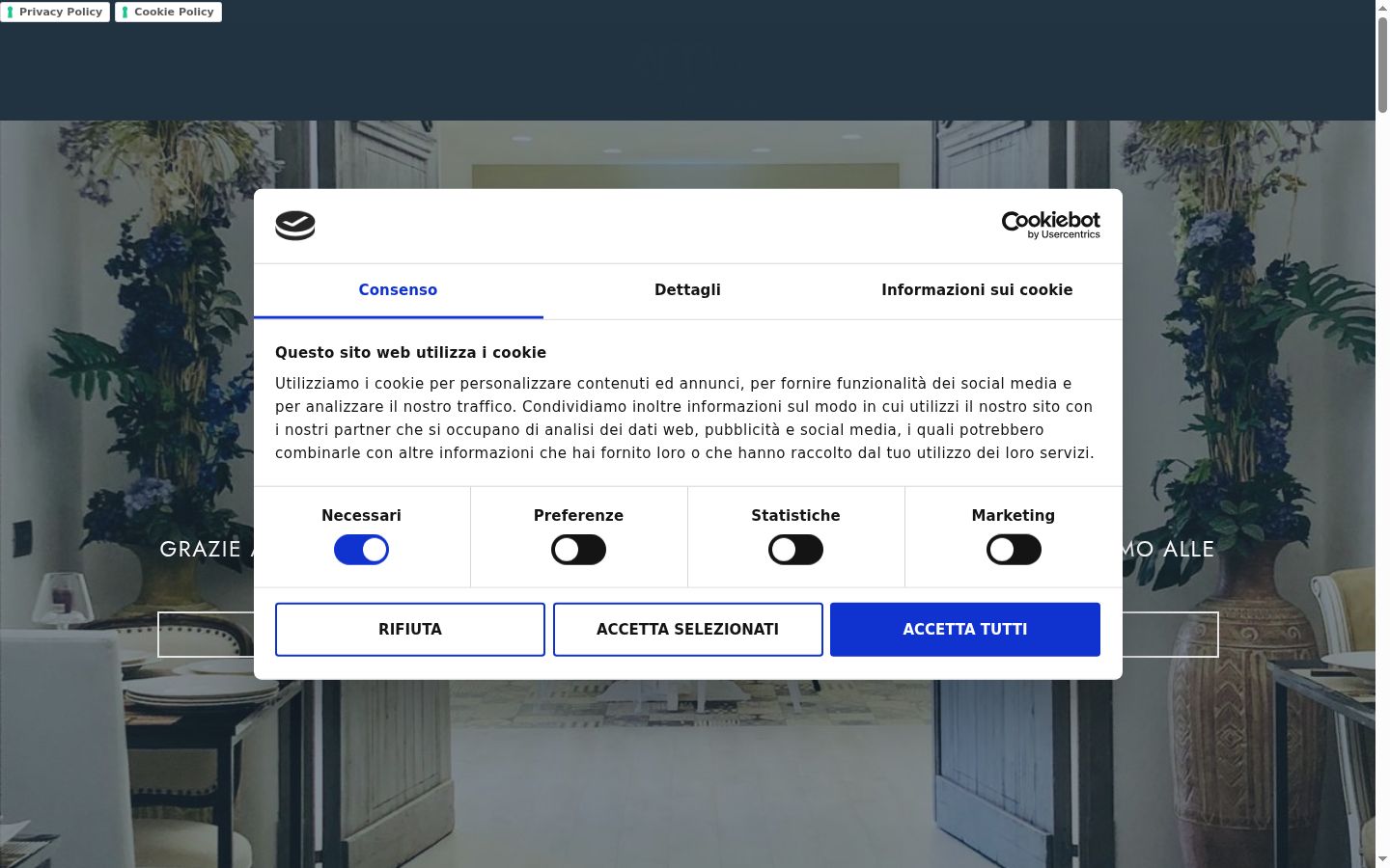 Screenshot of the consent banner shown before any interaction