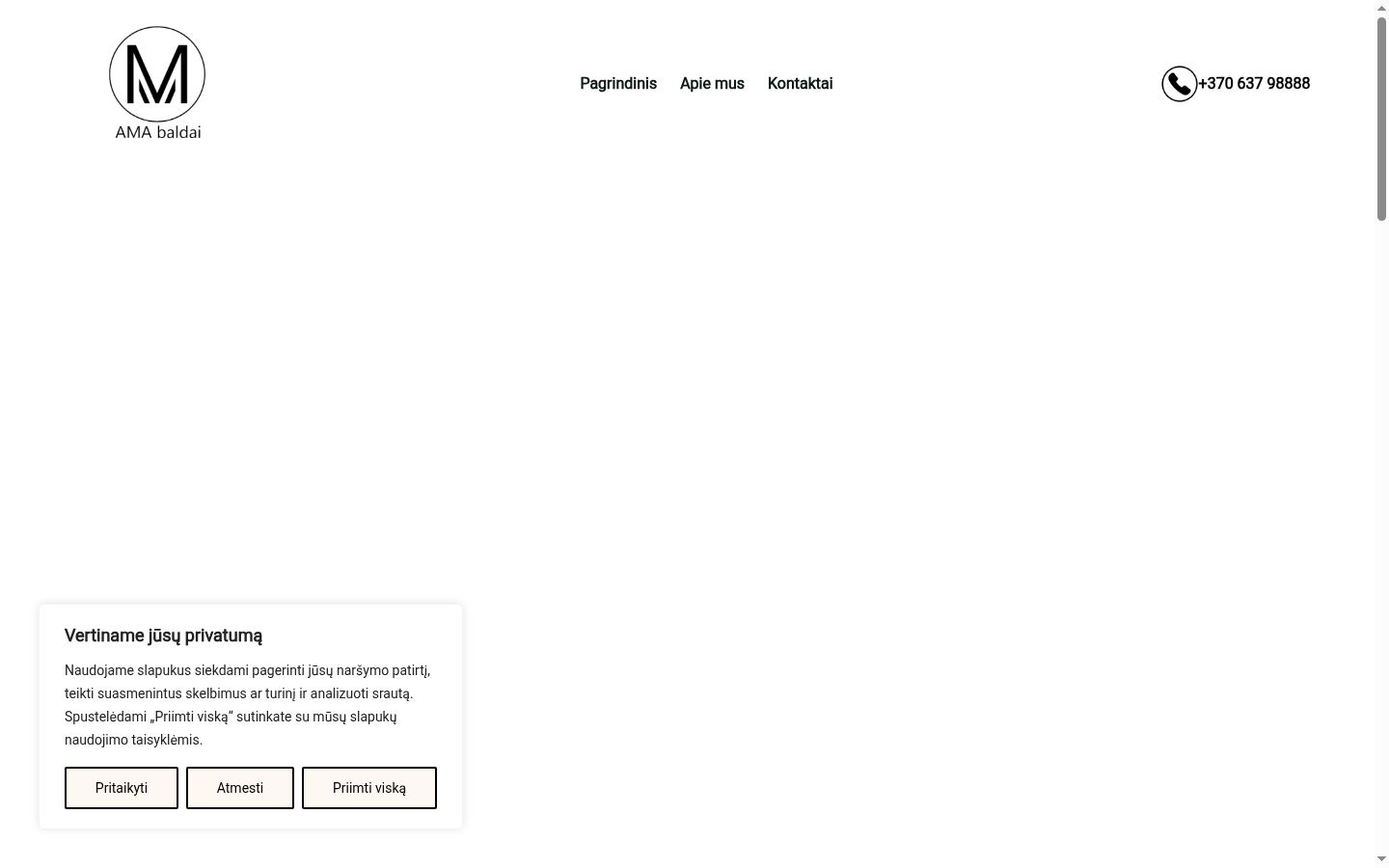 Captura de ecrã do banner de consentimento apresentado antes de qualquer interação