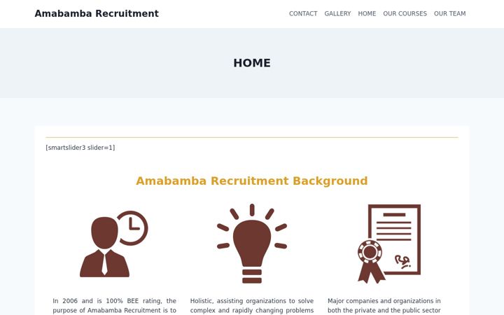 Screenshot ta' amabambarecruitment.co.za