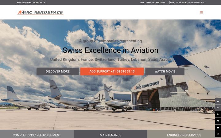 Screenshot ta' amacaerospace.com