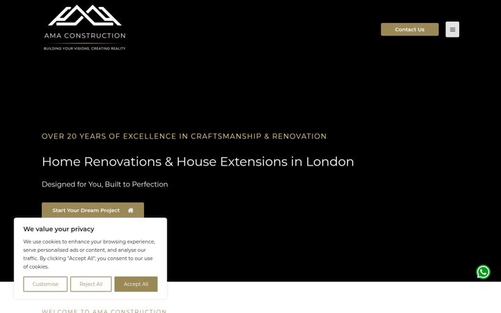 Screenshot ta' amaconstructionlondon.com