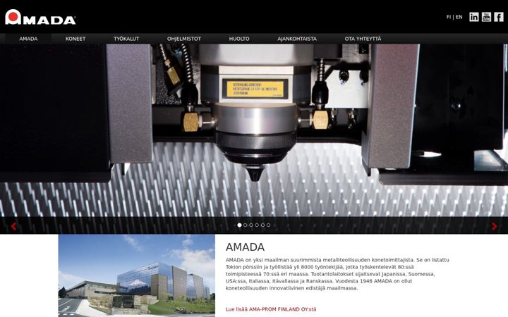 Screenshot von amada.fi