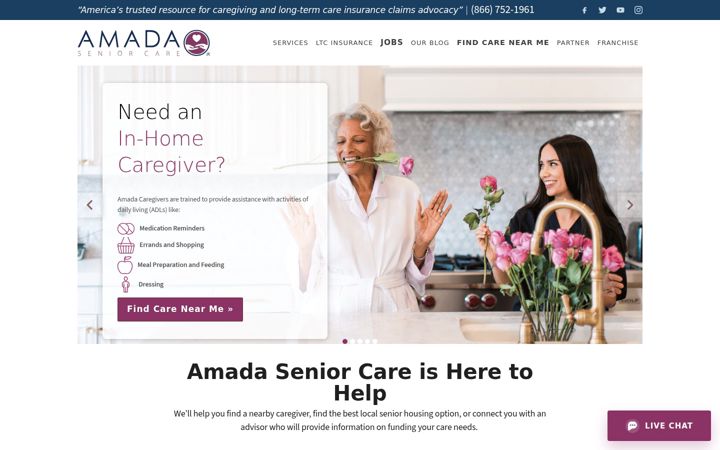 Screenshot of amadaseniorcare.com