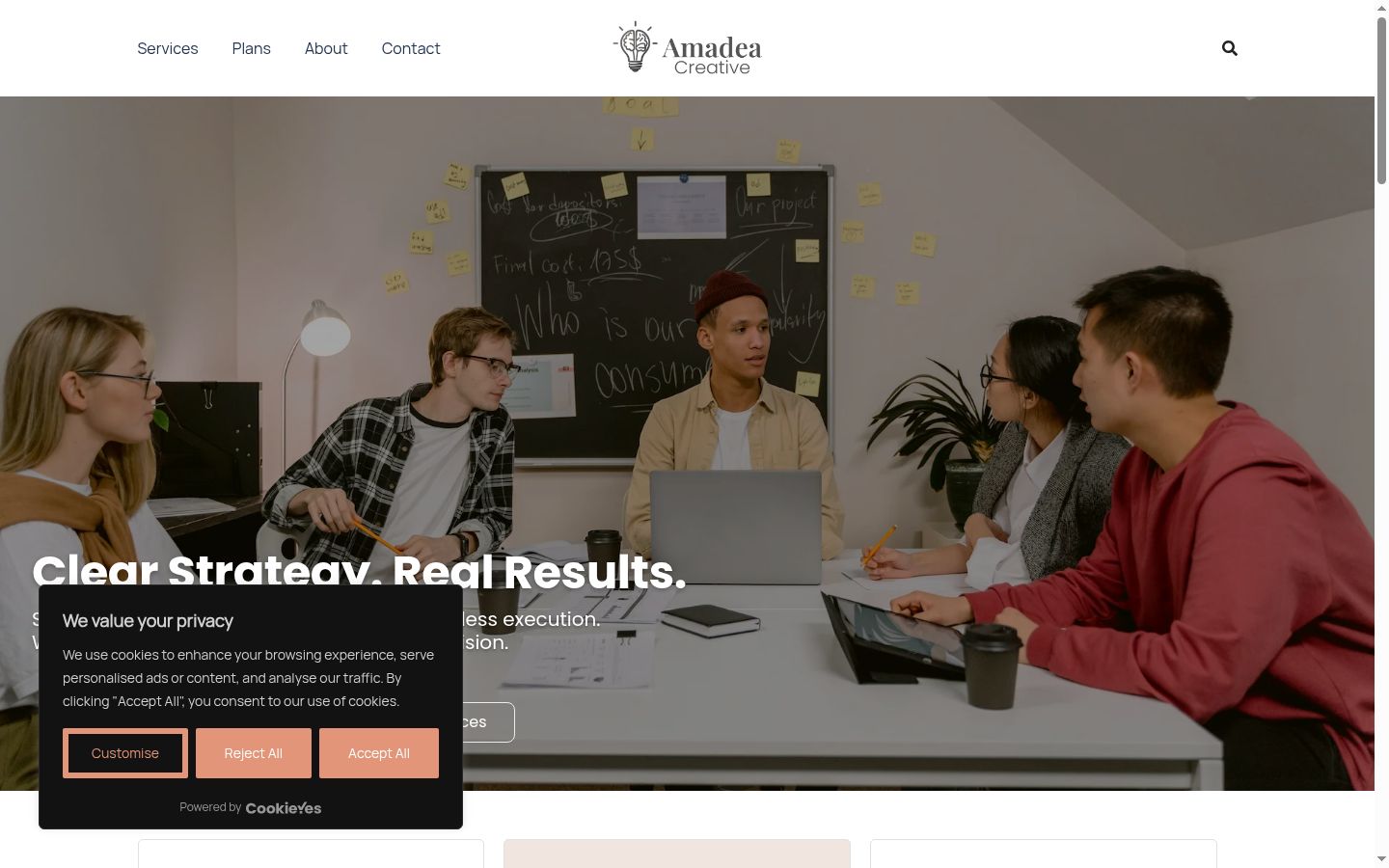 Captura de pantalla del banner de consentimiento mostrado antes de cualquier interacción