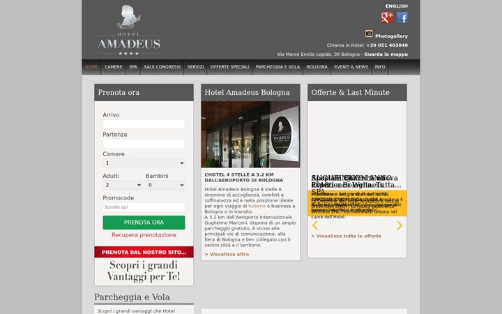 Ekraanipilt saidist amadeushotel.it