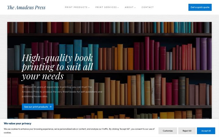 Screenshot of amadeuspress.co.uk
