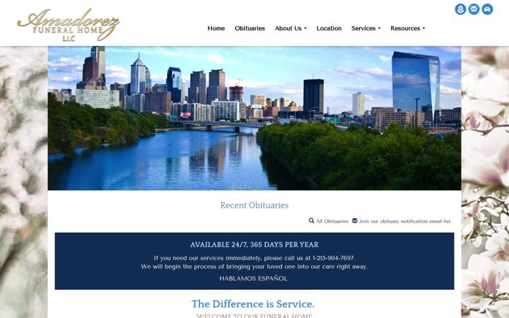 Screenshot of amadorezfuneralhome.com