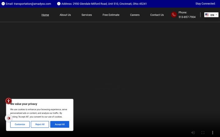 Screenshot ta' amadysstransportation.com