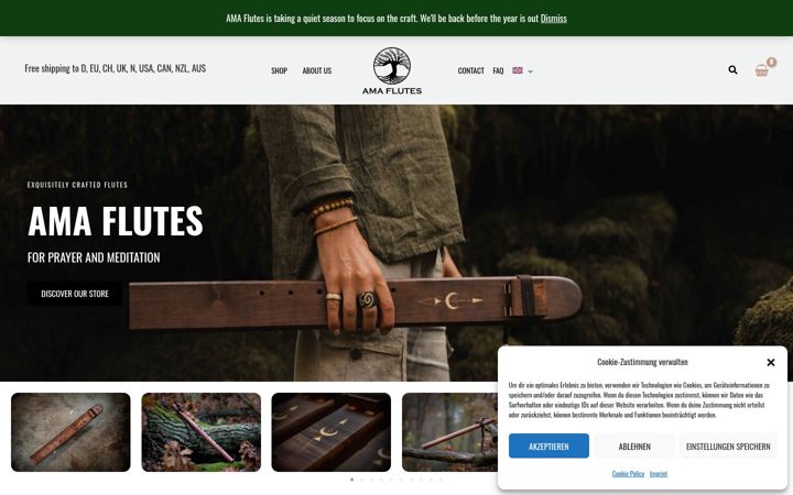 Screenshot of amaflutes.com
