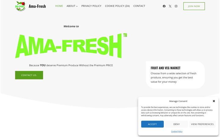 Screenshot ta' amafresh.co.za