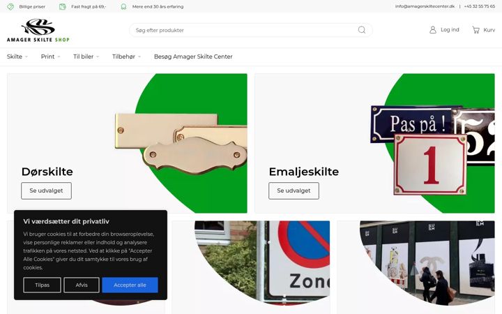 Skärmbild av amagerskilteshop.dk